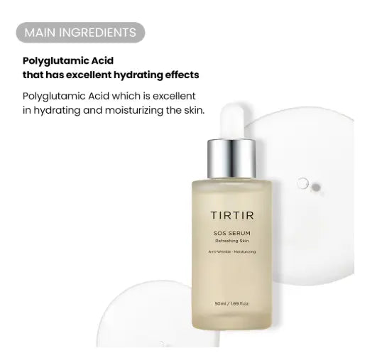 TIRTIR SOS Serum - Radiant Glow Boosting Face Serum - Plumping, Anti Aging, Hydrating - Visibly Smooth and Glowy Skin - Fragrance Free Serum for All Skin Types, 1.69 fl.oz. Clari.com.pk