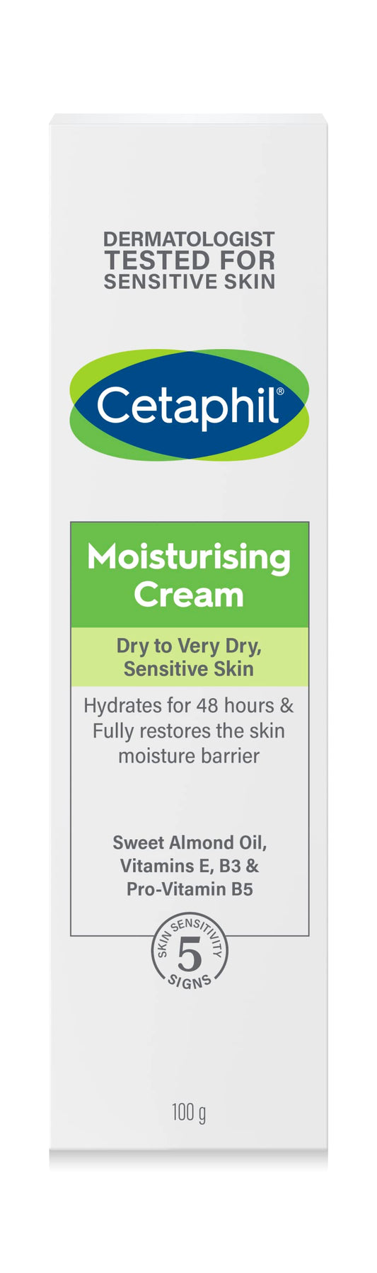 Cetaphil Moisturizing Cream, Face & Body Moisturizer for Men & Women, Dry to Very Dry Sensitive Skin, Unscented - 100g