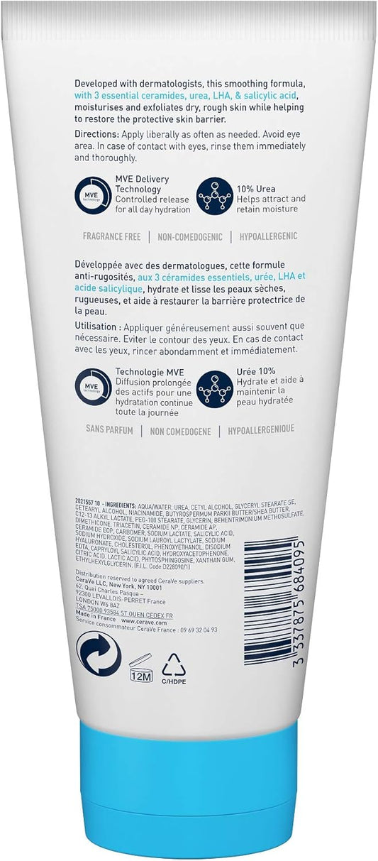 CeraVe SA Urea Smoothing Moisturising Cream for Dry, Rough and Uneven Skin with Urea, Salicylic Acid, Hyaluronic and 3 Essential Ceramides, 2 x 177 ml