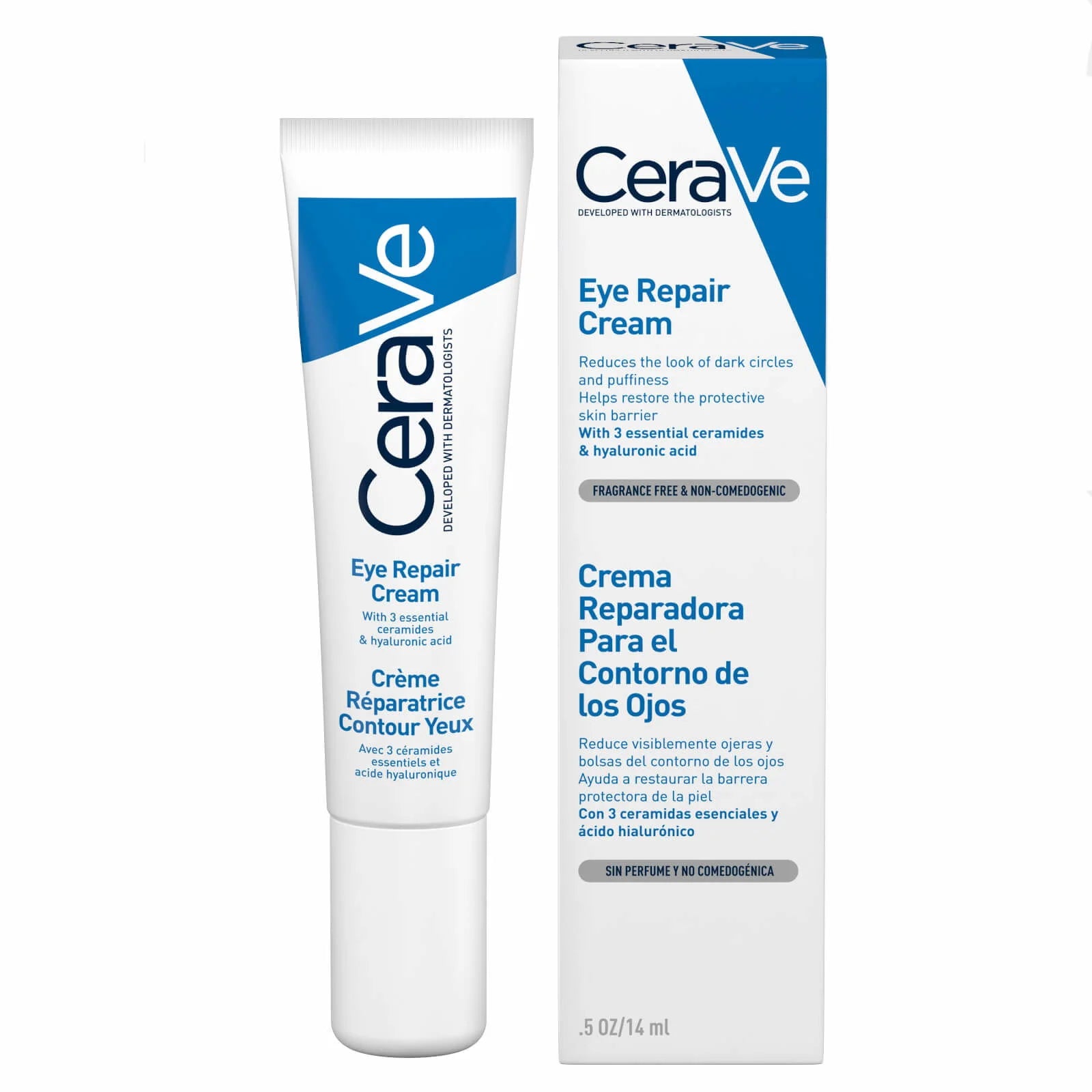 CeraVe Eye Repair Cream tube and packaging on a white background