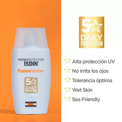 Isdin Fotoprotector Fusion Water SPF 50+ 50 ml 1.7fl.oz Original.