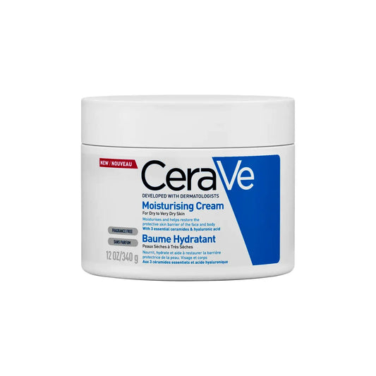 CeraVe moisturizing cream jar on a white background