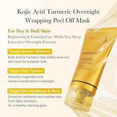 medicube Turmeric Overnight Wrapping Peel Off Mask - Nourishes dull, uneven skin with hydrolyzed collagen for glowing skin and improved elasticity. Korean...