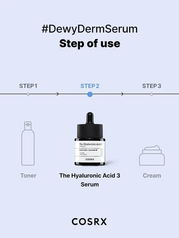 COSRX The Hyaluronic Acid 3 Serum | Deep Hydration Serum for Dry, Dehydrated & Sensitive Skin in Pakistan Clari