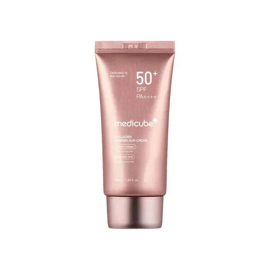 Medicube Collagen Sunscreen tube on white background.