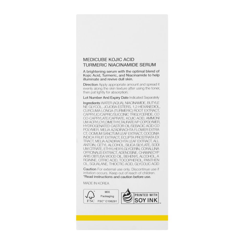 Medicube Kojic Acid Turmeric Niacinamide Serum, Glycolic Acid, For Dry & Dull Skin, 30ml