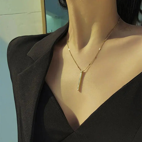 KOREAN JEWELLERY - TITANIUM STEEL PENDANT WITH GOLD SHORT NECKLACE Clari