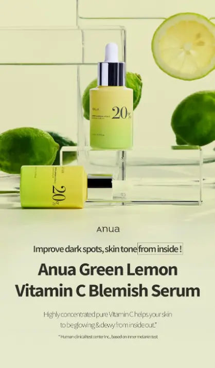 Anua Green Lemon Vitamin C Serum with Vitamin E, Hyaluronic & Ferulic Acid 0.67 fl.oz / 20ml anua