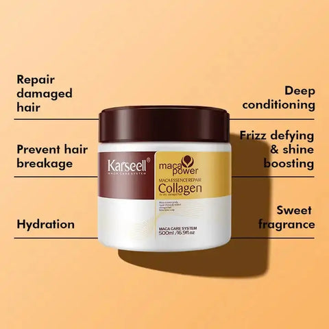 Karseell Collagen Hair Treatment Mask - Deep Repair Conditioning Argan Oil Collagen Hair Mask Essence For Dry Damaged & All Hair Types - 500ml clari