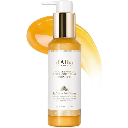 D'alba Piedmont Italian White Truffle Return Oil Cream Cleanser, Vegan Cleanser, Easy One Step Cleanser, Sebum And Makeup Removal, Suitable For Sensitive Skin (150ml)