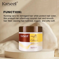 Karseell Collagen Hair Treatment Mask - Deep Repair Conditioning Argan Oil Collagen Hair Mask Essence For Dry Damaged & All Hair Types - 500ml clari