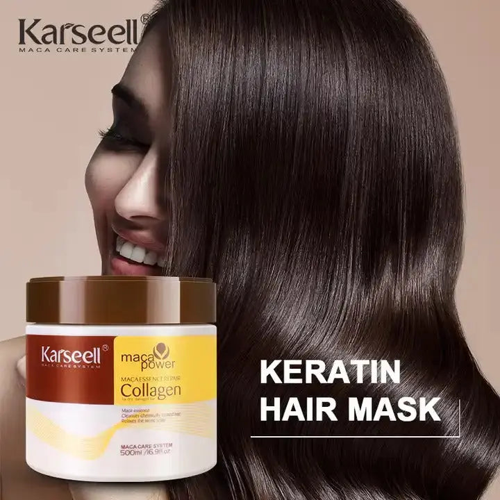 Karseell Collagen Hair Treatment Mask - Deep Repair Conditioning Argan Oil Collagen Hair Mask Essence For Dry Damaged & All Hair Types - 500ml clari