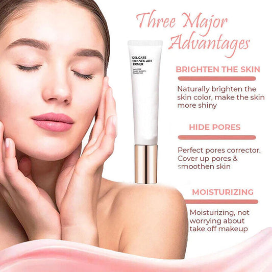 BAInuai Tfits Delicate Silk Veil Art Primer, Skin Pore Cover Smooth Corrector, Primer Concealer, Concealing Tone Up Primer, Oil Control Invisible Pore Primer Concealer Lazy Tone Up Cream (3 Pieces)