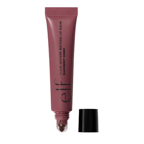 Lip balm tube with black text on a white background