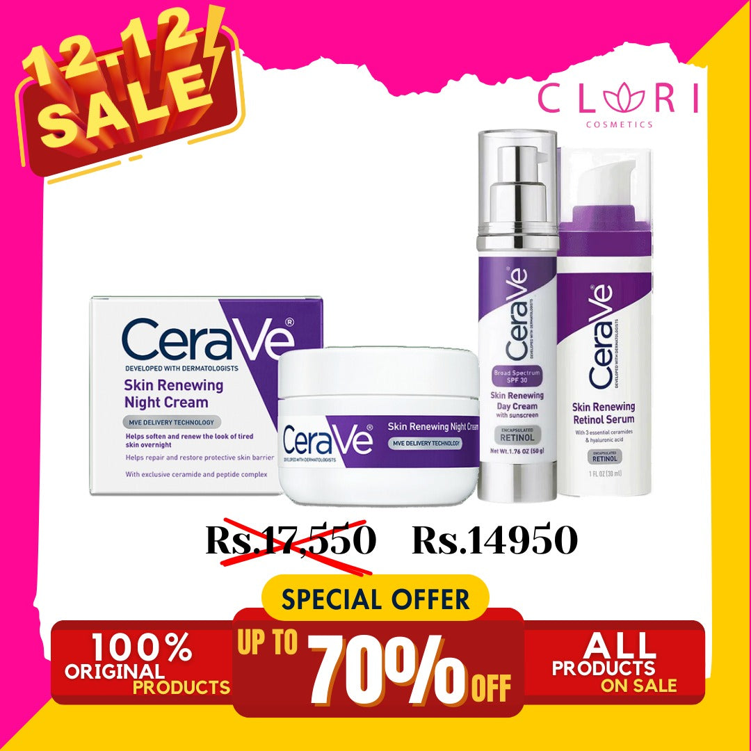 CeraVe Skin Renewing Night Cream 48g + Day Cream 50g + Retinol Serum 30 ml Clari