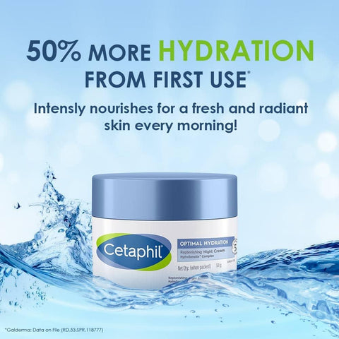 Cetaphil Optimal Hydration Replenishing Night Cream 50g Lightweight & Fast | Buy in Pakistan - Clari