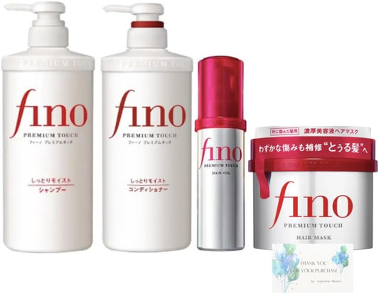 Fino Premium Touch Shampoo 550ml Conditioner 550ml Treatment Hair Pack Oil Set