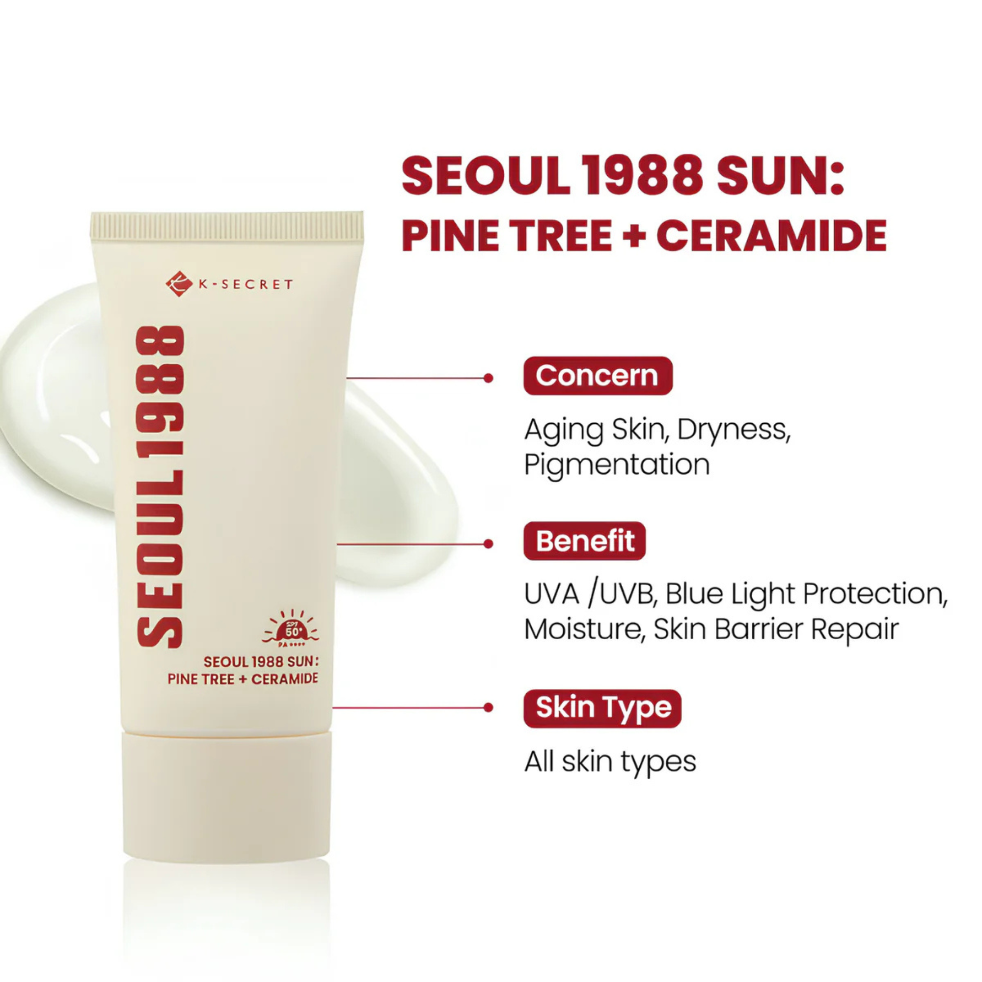 K-Secret Seoul 1988 Sun Pine Tree + Ceramide SPF 50 PA++++