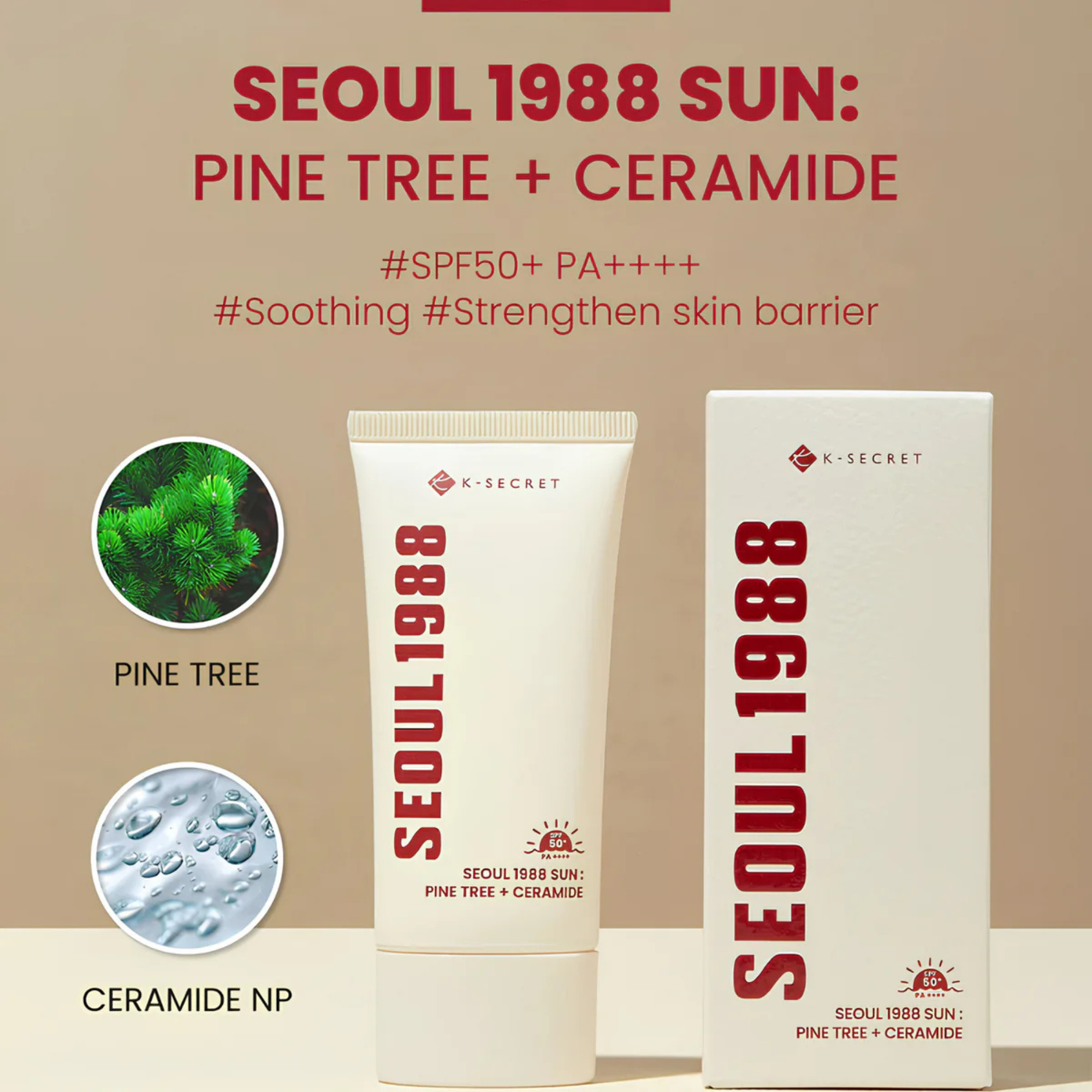 K-Secret Seoul 1988 Sun Pine Tree + Ceramide SPF 50 PA++++