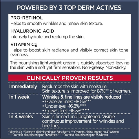 L'Oréal Paris Revitalift Laser X3, Anti-Ageing Day Cream, Firming And Brightening, With Pro-Retinol, Hyaluronic Acid And Vitamin Cg, 50ml