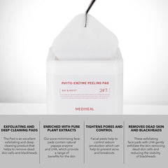 Mediheal Phyto Enzyme Peeling Pad (90 Pads) - Pore Tightening Pads for Deep Cleansing and Exfoliation