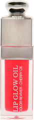 Hydrating Lip Glow Oil, Lip Oil Gloss Transparent Toot Tinted Nourishing Long Lasting Repairing Lightening Lip Lines (STRAWBERRY) 0.2 OZ