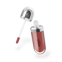 Lip gloss with applicator on a white background