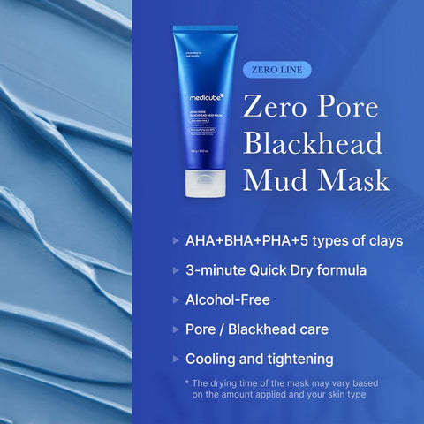 Medicube Zero Pore Mud Mask and Brush Set: Zero Pore Mud Facial Mask and Multi Pore Brush & Face Mask Applicator