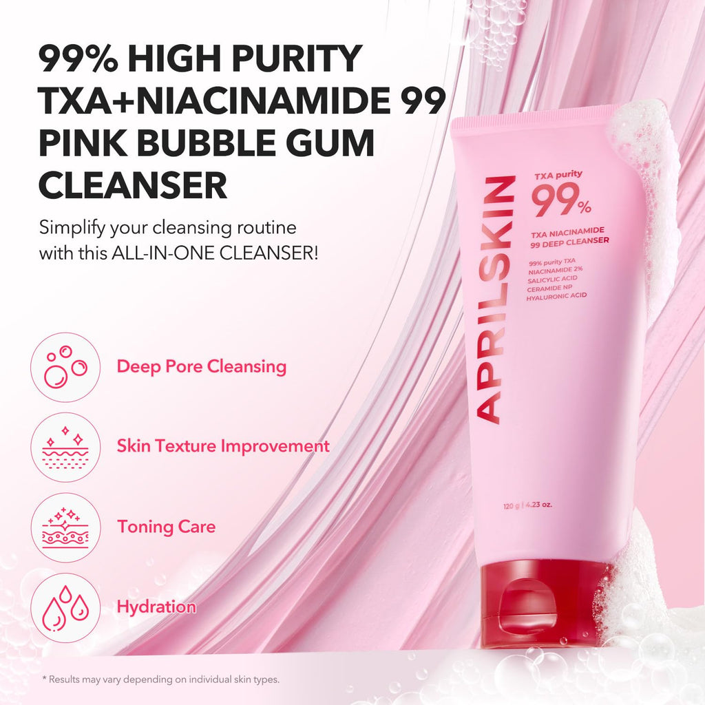APRILSKIN TXA Niacinamide 99 Deep bubble gum Cleanser 120g Expiry 10 - 2027