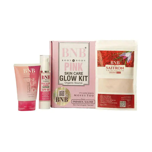 BNB Pink Glow Kit (Toneup Facewash + Saffron Mask + Pink Glow Sunscreen Spf 60) Clari