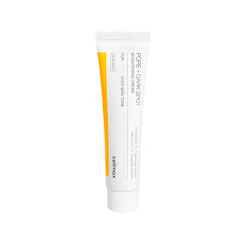 Tube of Pore + Dark Spot Brightening Cream on a white background