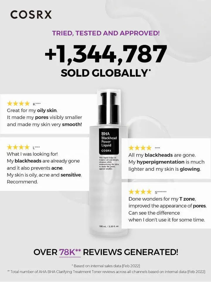 COSRX BHA Blackhead Power Liquid 100ml | Best Korean Exfoliating Toner for Blackheads, Clogged Pores & Acne-Prone Skin in Pakistan Clari