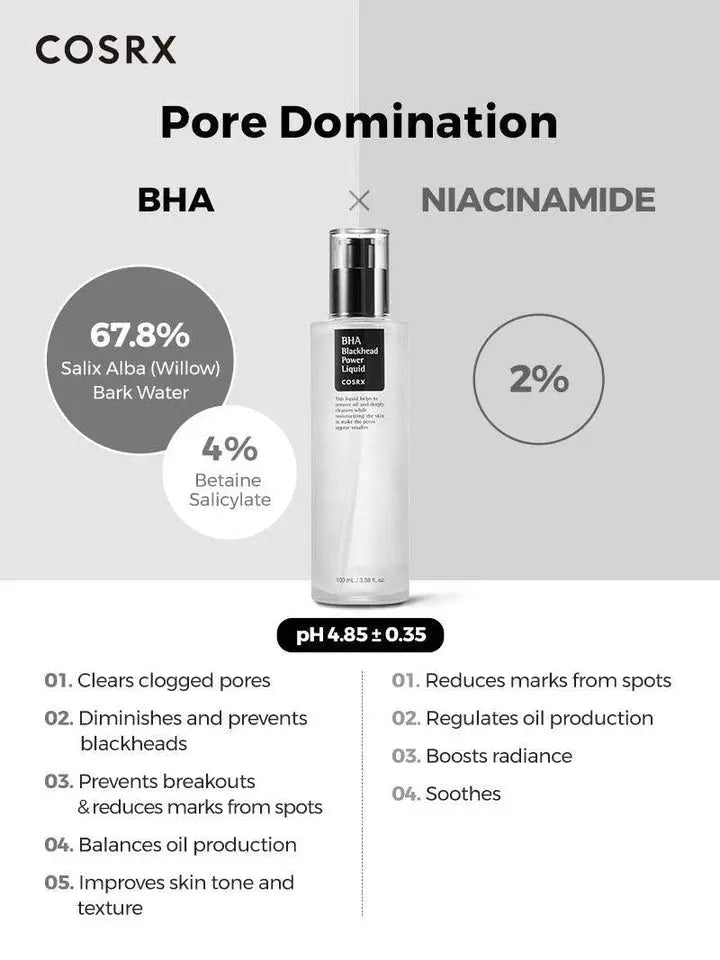 COSRX BHA Blackhead Power Liquid 100ml | Best Korean Exfoliating Toner for Blackheads, Clogged Pores & Acne-Prone Skin in Pakistan Clari
