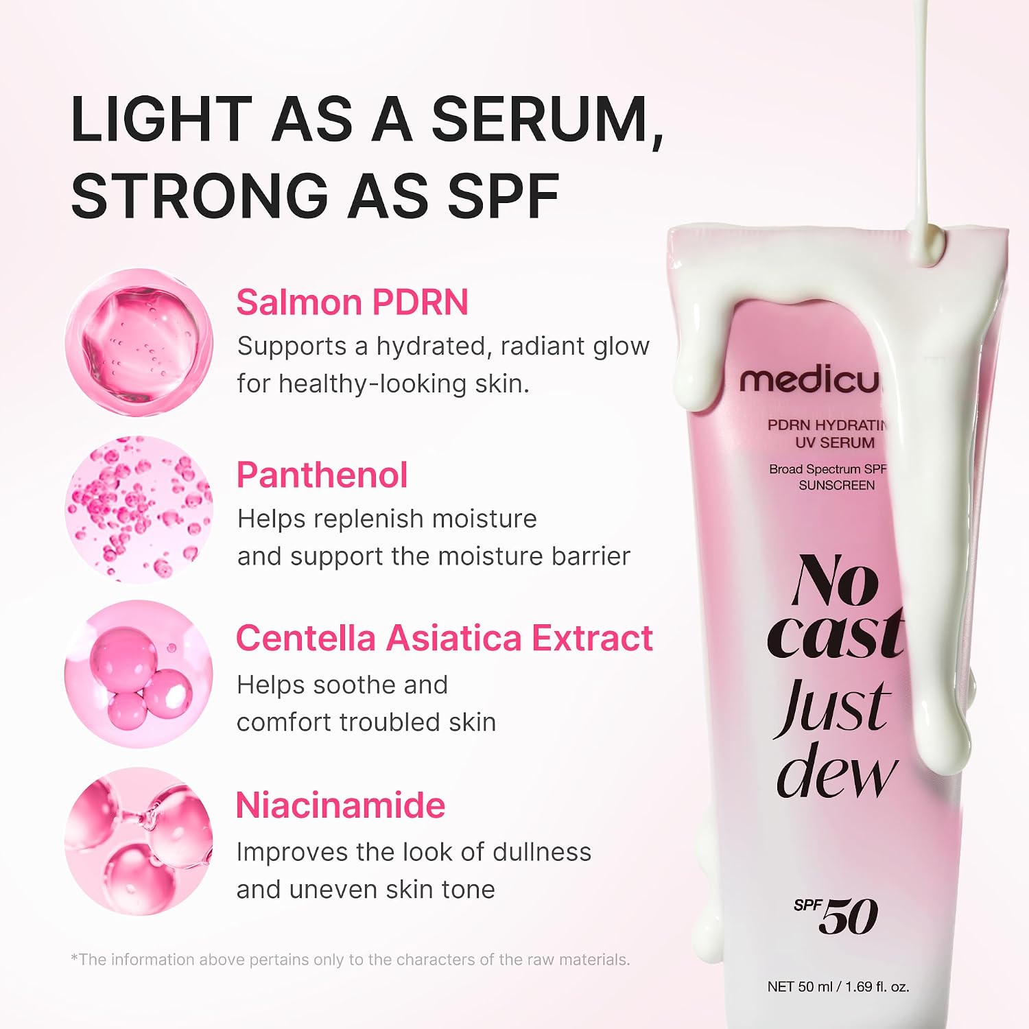 Medicube PDRN Hydrating UV Serum - No Cast Just Dew - SPF 50+ Sunscreen - 50ml Expiry 06 - 2029
