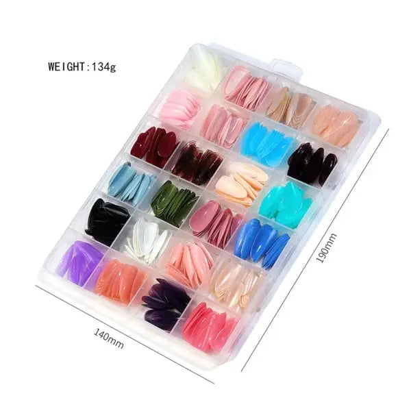 576 Pcs Set Colorful Fake Nails With Gel ( 24 Colors ) Clari