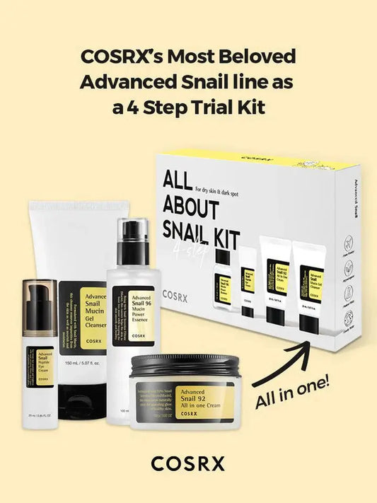 Cosrx - Snail mucin skincare kit Pakistan | 4-step Korean skincare set Clari